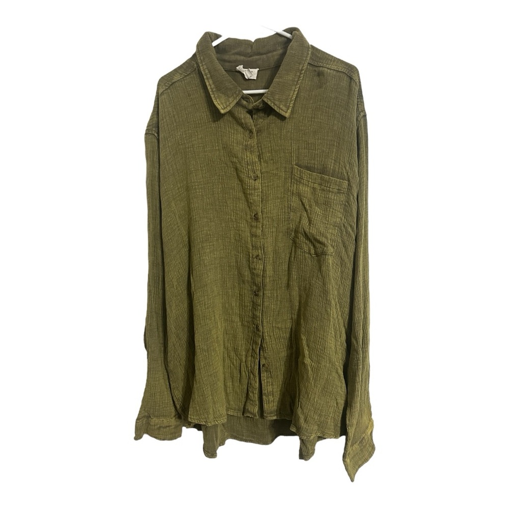Women’s Heyson Green Long Sleeve Button-Up Shirt – Size 3X